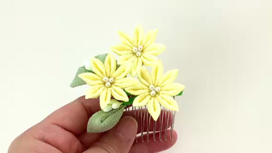 Jewelry Flowers Fabric,Handmade Japanese Accessories,Hair Accessories Chrysanthemum,Tsumami Kanzashi,Gift for her
